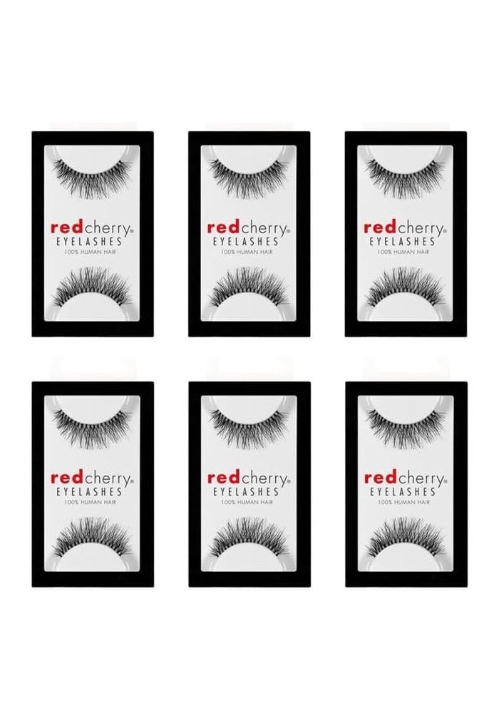 Red Cherry 213 False Eyelashes - Pack of 6 Pairs, 100% Human Hair - Image 1