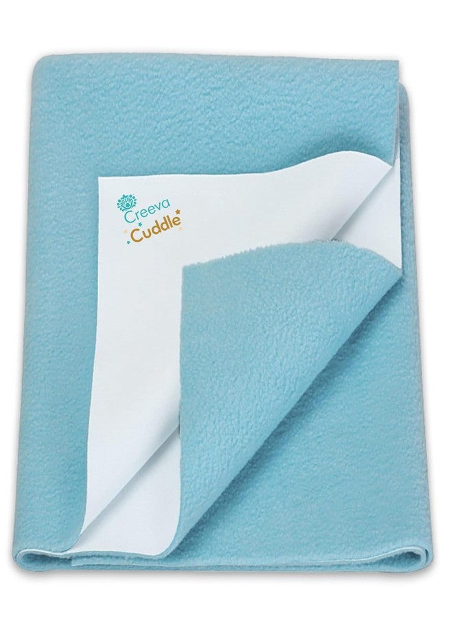 Creeva Cuddle Baby Bed Protector - Waterproof & Breathable Fleece Dry Sheet, Reusable & Washable (140 cm x 100 cm, Ocean Blue) - Image 1