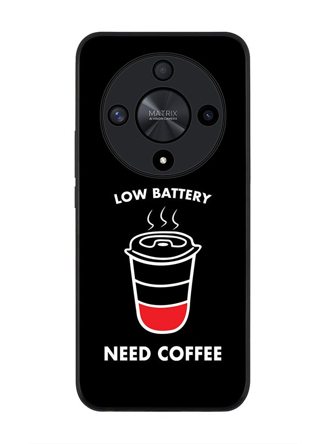 Stylizedd Rugged Black edge case for Honor X9b, Slim fit Soft Case Flexible Rubber Edges Anti Drop TPU Gel Thin Cover- Low battery need coffee - Image 1