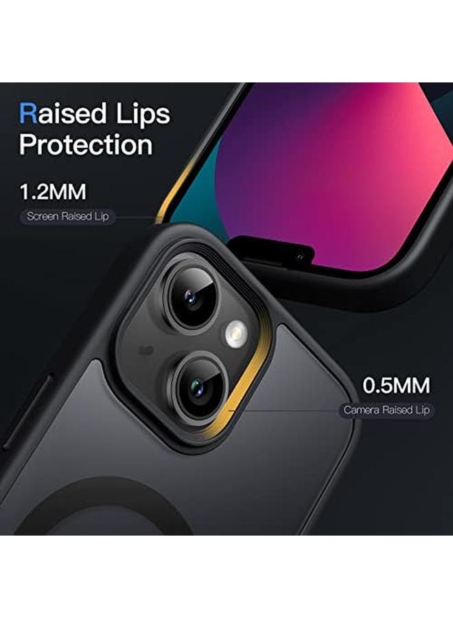 جي تيك جراب مغناطيسي لهاتف iPhone 13 مقاس 6.1 بوصة متوافق مع Magsafe، غطاء خلفي شفاف غير لامع رفيع مقاوم للصدمات، أسود - Image 5