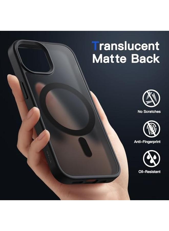 جي تيك جراب مغناطيسي لهاتف iPhone 13 مقاس 6.1 بوصة متوافق مع Magsafe، غطاء خلفي شفاف غير لامع رفيع مقاوم للصدمات، أسود - Image 3
