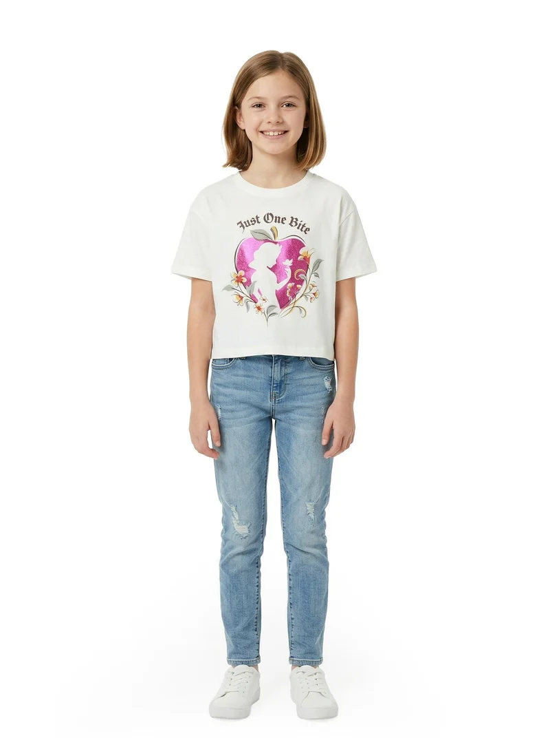 Disney  Teen Girls Snow White “Just One Bite” Printed Crop T-Shirt for Women | Best Price UAE