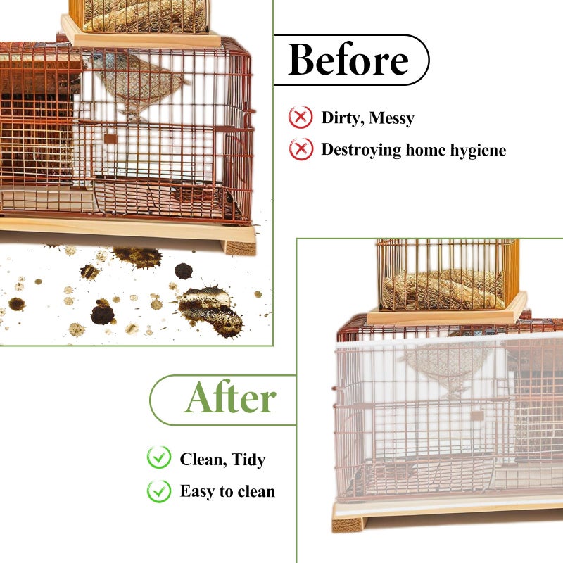 Trinkrittey Bird Cage Seed Catcher White Bird Cage Net Cover Adjustable Birds Cages Netting Seed Catcher Stretchy Birds Cages Guard for Parrot Enclosures - Image 4