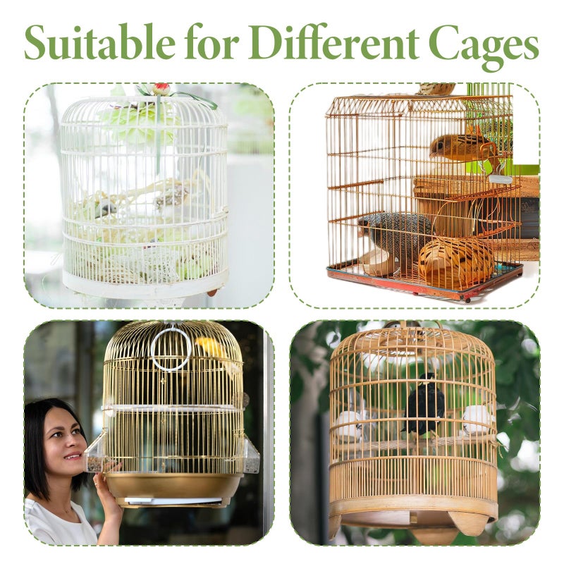 Trinkrittey Bird Cage Seed Catcher White Bird Cage Net Cover Adjustable Birds Cages Netting Seed Catcher Stretchy Birds Cages Guard for Parrot Enclosures - Image 5
