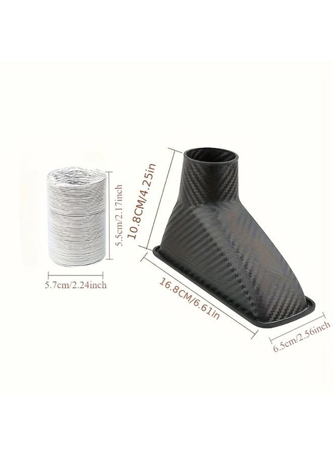 Round Car Front Bumper Air Intake Vortex Turbocharger Inlet Kit ABS Turbine Funnel Carbon Fiber Look - Image 5