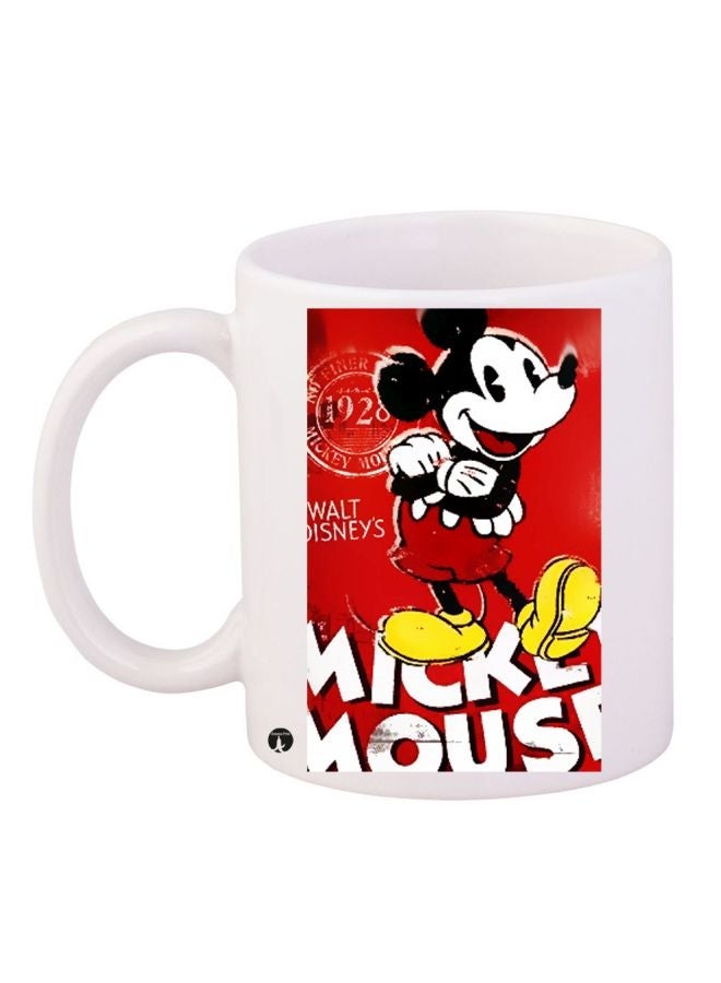 RYN Mickey Mouse Printed Coffee Mug White/Black/Yellow 11ounce