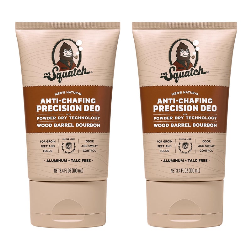 Dr. Squatch Whole Body Deodorant for Men - Odor + Sweat Control - Aluminum + Talc Free - Natural Ingredients - Dermatologist-Tested for All Skin Types - Wood Barrel Bourbon (3.4 fl oz, 2-Pack) - Image 1
