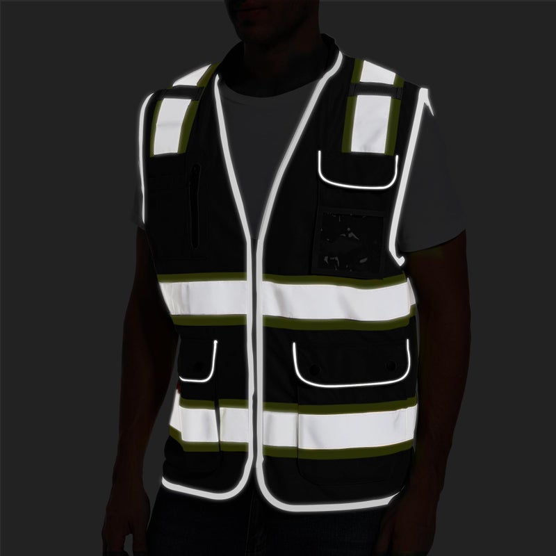 ArcRidge Reflective Safety Vest for Men and Women - High Visibility Construction Vest - Dual Tone Reflective Strips (Black, Medium) - Image 5