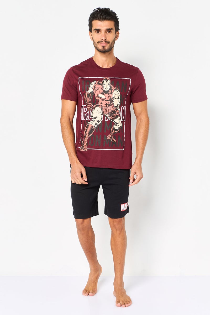 MARVEL Men 2 Pieces Graphic Print Short Sleeve T-Shirt With Shorts Pajama Set, Multicolor - Image 1