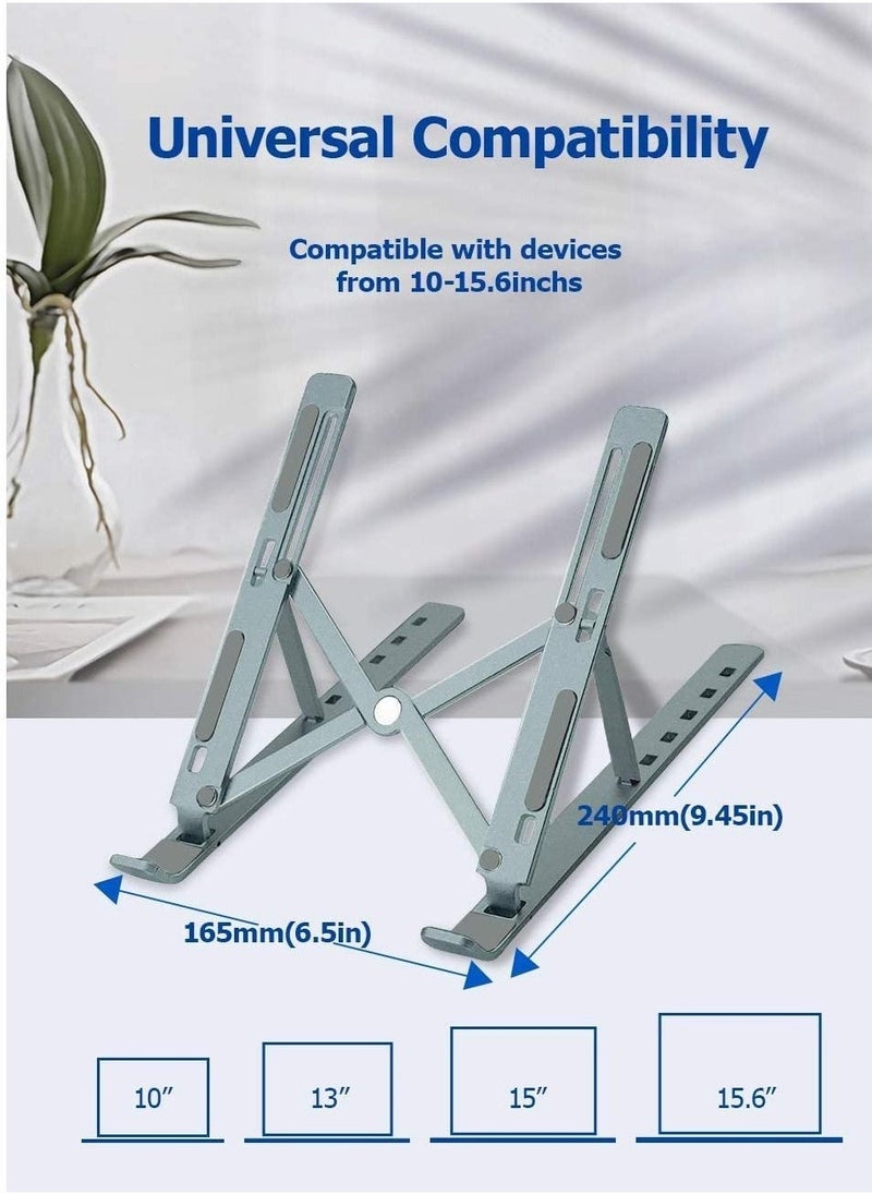 Phone Planet Aluminum Alloy Adjustable Eye-Level Ergonomic Height Laptop Riser Holder For MacBook Pro Air, Chromebook Silver - Image 1