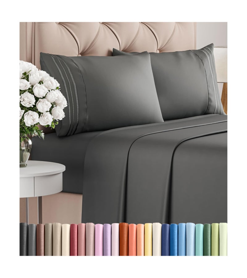 CGK Unlimited King Size 4 Piece Sheet Set  Comfy Breathable  Cooling Bed Sheets Set  Hotel Luxury Bedding for Women Men Kids  Teens  Deep Pockets EasyFit Super Soft  Wrinkle Free  OekoTex  Charcoal