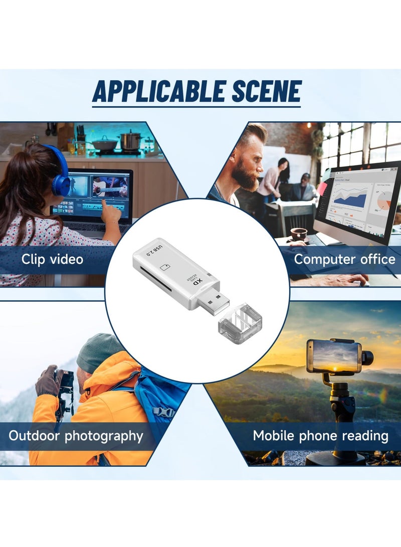 High Speed xD Memory Card Reader Supports Olympus and Fuji XD Picture Card, Portable Compact Flash Card Reader Plug  Play Quick Card Reading (White) - Image 4