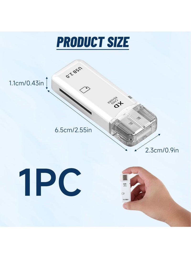 High Speed xD Memory Card Reader Supports Olympus and Fuji XD Picture Card, Portable Compact Flash Card Reader Plug  Play Quick Card Reading (White) - Image 2