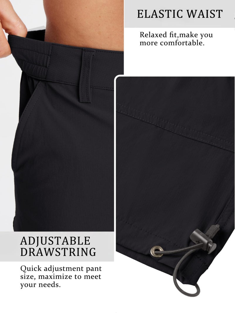 TACVASEN Cargo Shorts for Men with Multi Pockets Quick Dry 3/4 Length Hiking Shorts Below Knee Lightweight Capri Pants Black - Image 5