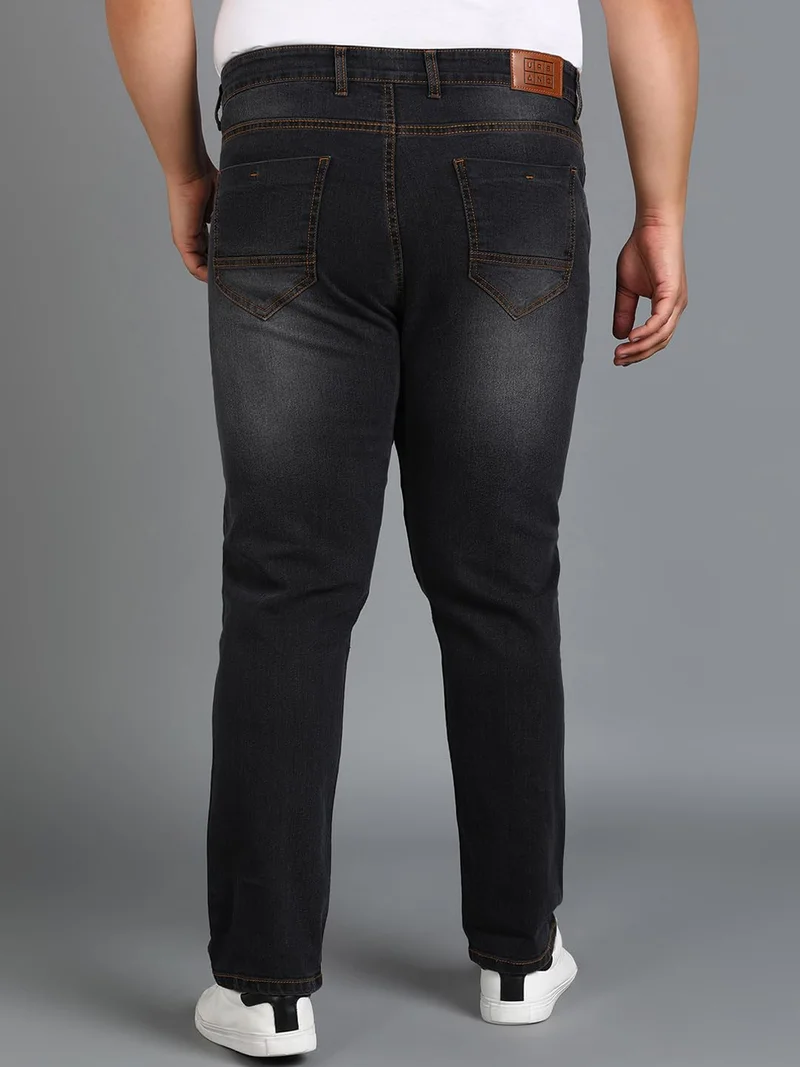 Urbano Fashion  Urbano Plus Men's Dark Grey Regular Fit Washed Jeans Stretchable  | Best Price UAE