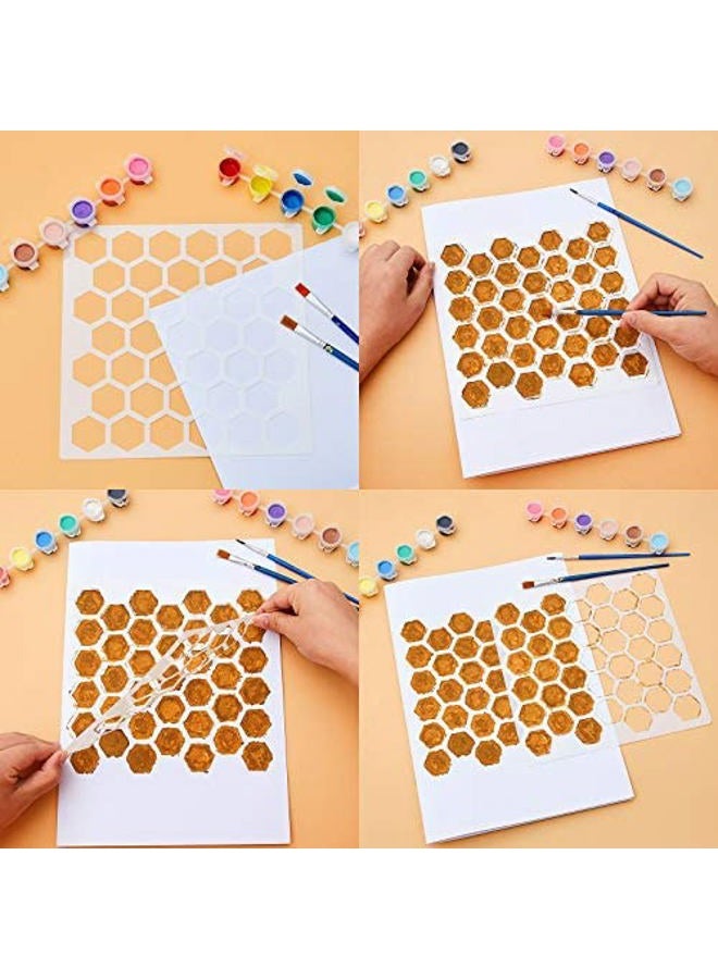 Outus 12 Sets Geometric Honeycomb Stencils Painting Art Templates Stencils for Scrapbooking Drawing Tracing DIY Furniture Wall Floor Decor (7.87 x 7.87 Inch) - Image 3
