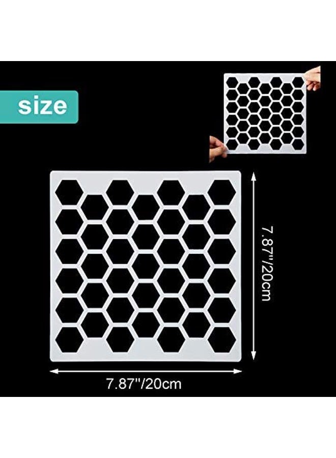 Outus 12 Sets Geometric Honeycomb Stencils Painting Art Templates Stencils for Scrapbooking Drawing Tracing DIY Furniture Wall Floor Decor (7.87 x 7.87 Inch) - Image 2