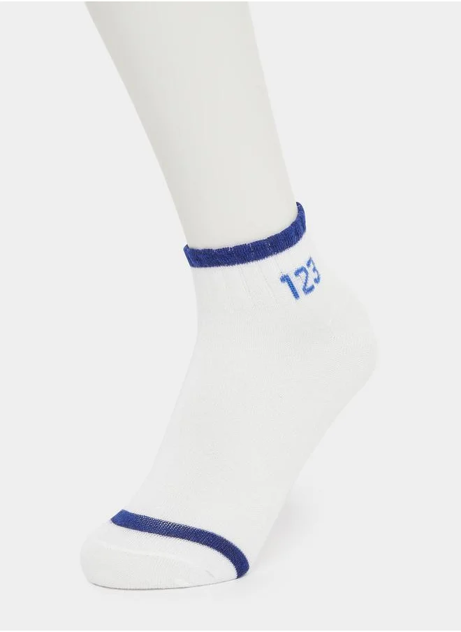 Styli Set of 5 - Contrast Ribbed Cuff Ankle Socks