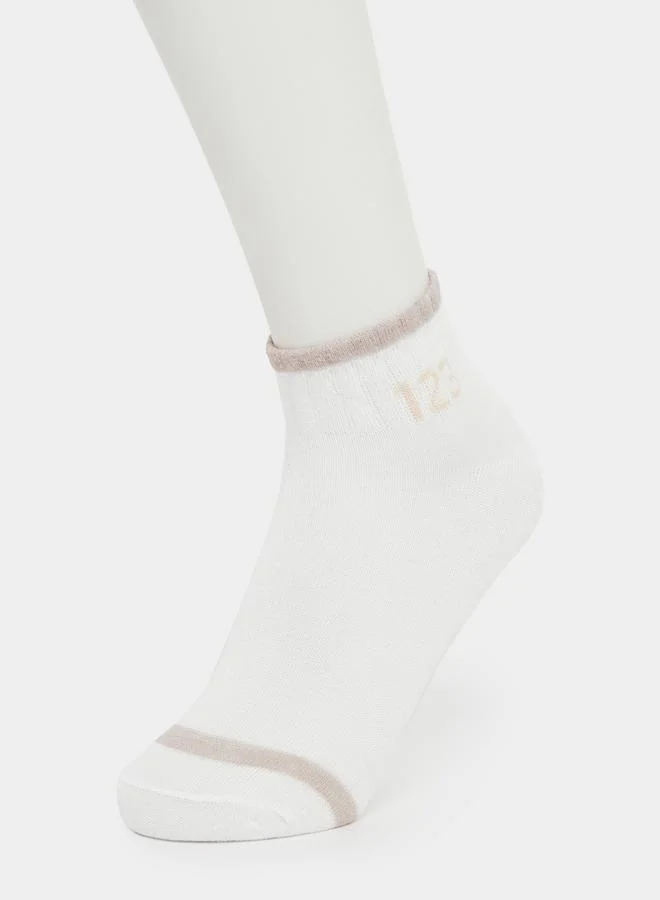Styli Set of 5 - Contrast Ribbed Cuff Ankle Socks