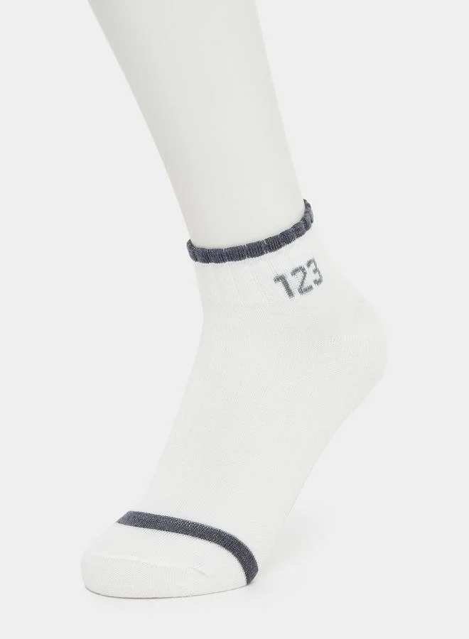 Styli Set of 5 - Contrast Ribbed Cuff Ankle Socks