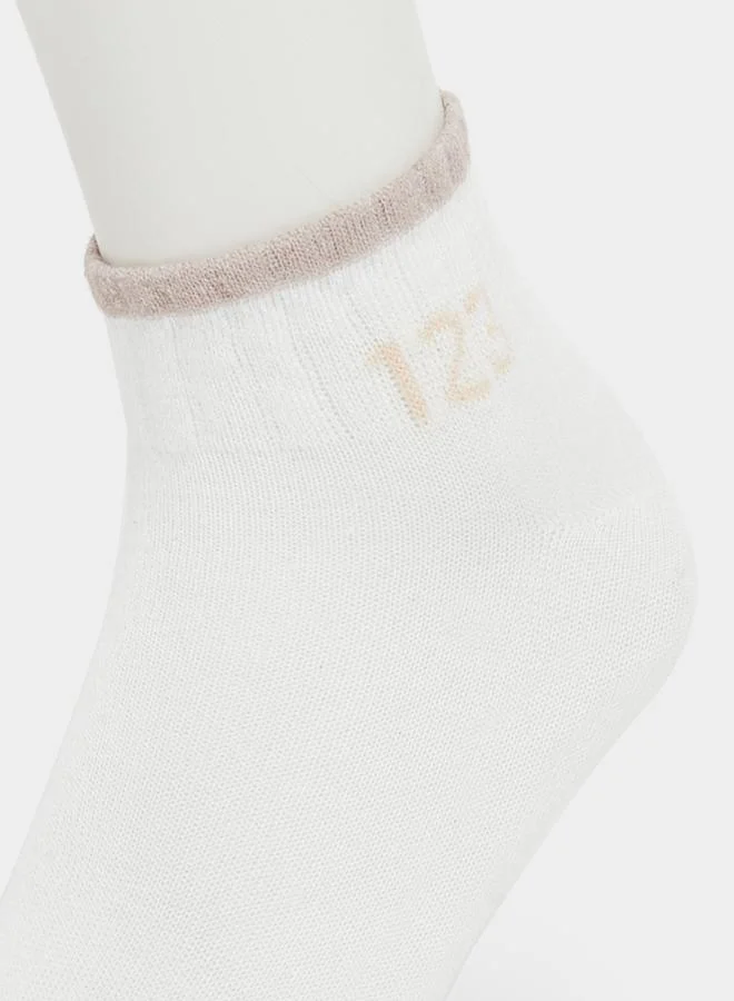 Styli Set of 5 - Contrast Ribbed Cuff Ankle Socks