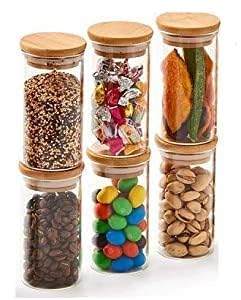 Wellxo Glass Jar with Wooden Lid 300ml Storage Container with Wooden Cap Airtight Canister Jar For Kitchen, Spice, Coffee, Beans, PACK OF (12) - Image 5