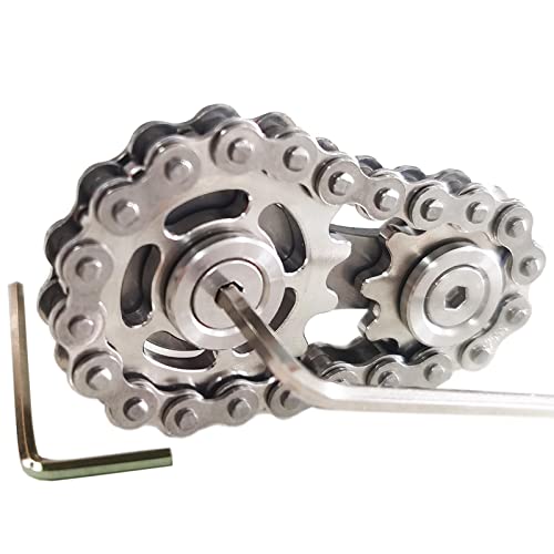 Bitopbi Stainless Steel Sprocket Fidgets Chain Fidget Cube Gears Linkage Bike Chain Novelty Fidget Block Kinetic Desk Toy Metal EDC Focus Meditation Break Bad Habits ADHD - Image 1
