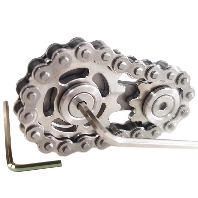 Bitopbi Stainless Steel Sprocket Fidgets Chain Fidget Cube Gears Linkage Bike Chain Novelty Fidget Block Kinetic Desk Toy Metal EDC Focus Meditation Break Bad Habits ADHD - Image 2