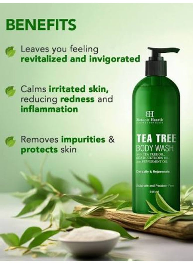 Botanic Hearth Pack of 2 Tea Tree Body Wash 245ml & Mandarin Orange Honey Body Wash 245ml | Hydrating Cleansing Body Wash Combo for Men & Women - Image 3