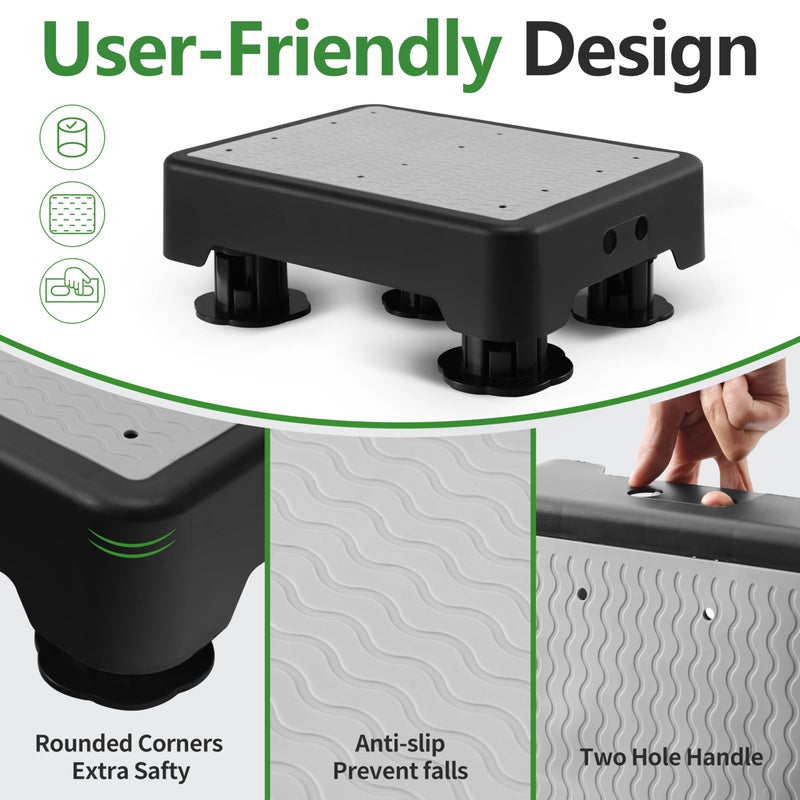 COOL-ANGLE Adjustable Step Stool for Adults & Seniors, 650LBS Heavy Duty Bed Step for High Beds, Non-Slip Wide Safety Platform, Portable Foot Stool Assist for Kitchen, Car SUV, Bathtub & Bedside, Grey - Image 4