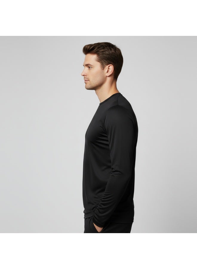 ملابس RSO تيشيرت RSO Outfits للرجال برقبة دائرية وأكمام طويلة من البوليستر باللون الأسود - Image 3