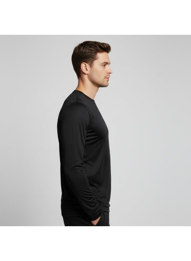 ملابس RSO تيشيرت RSO Outfits للرجال برقبة دائرية وأكمام طويلة من البوليستر باللون الأسود - Image 4