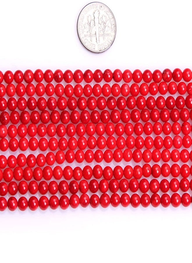JOE FOREMAN 4mm Red Coral Round Beads for Jewelry Making Strand 15" Natural Stone Semi Precious Gemstone DIY Handmade Craft Supplies - Image 2