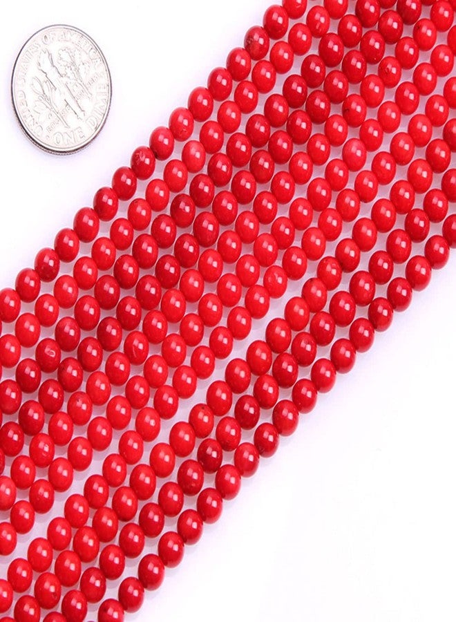 JOE FOREMAN 4mm Red Coral Round Beads for Jewelry Making Strand 15" Natural Stone Semi Precious Gemstone DIY Handmade Craft Supplies - Image 1