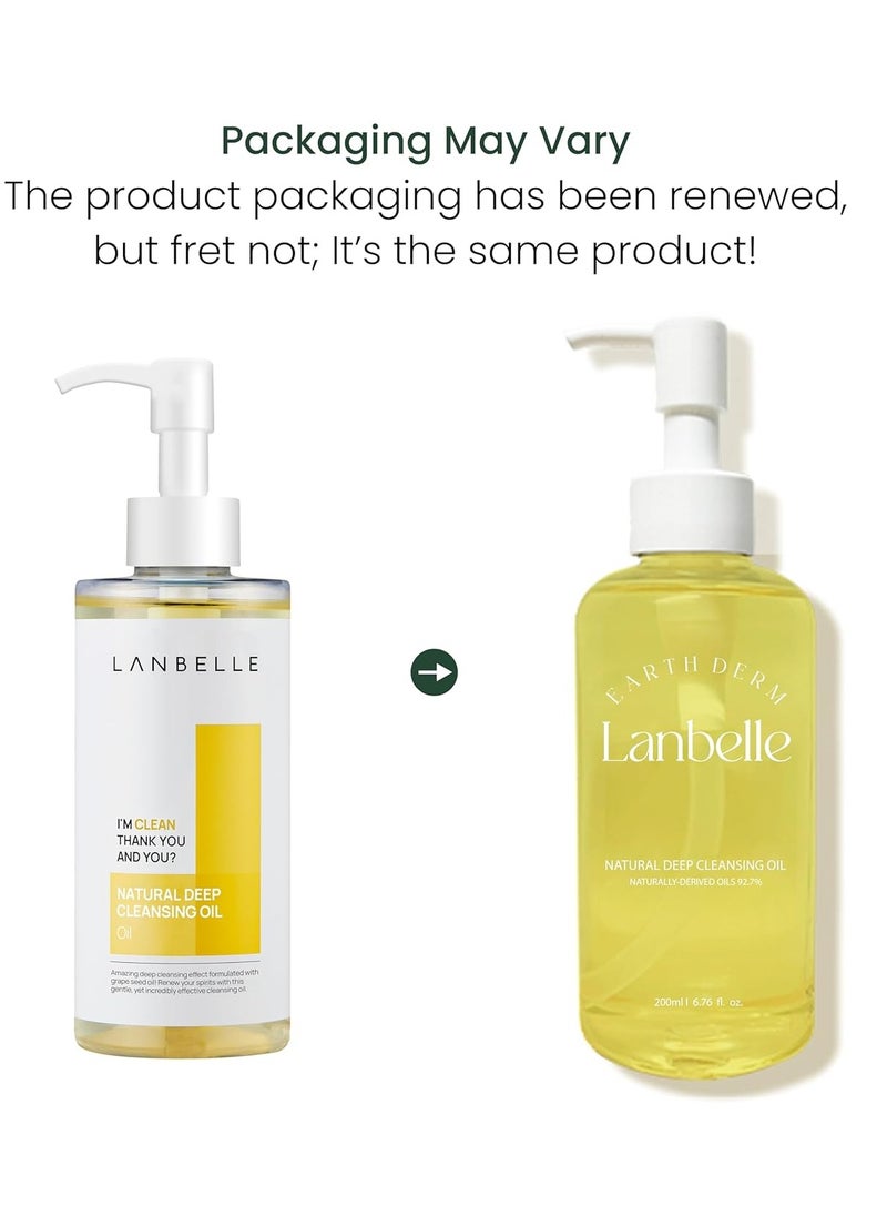 Lanbelle Lanbelle Deep Cleansing Oil Korean Oil Cleanser 6.76 Oz Face Wash All Naturally-Derived GrapeSeed Oil Lemon Vegan Dry Sensitive Acne-Prone Skin Age Defying Makeup Remover Melting Blackhead Sebum Care  - Image 2