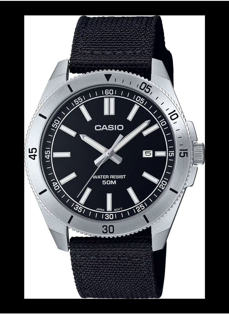 CASIO - Casio Standard Analog Fabric Strap Black Dial Quartz MTP-B155C-1EV Men's Watch - Image 1