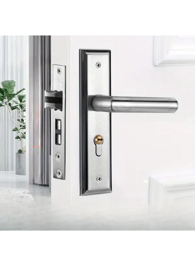 1 Set Stainless Steel Silent Minimalist Door Handle Lock Heavy Duty Security Easy Install Non Electric Mechanism - Image 1