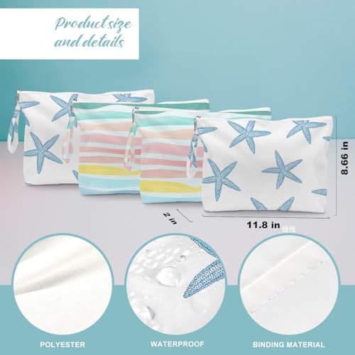 Fokongna 4PCS Wet Dry Bag Waves Rainbow Wet Bag Beach Bags for Swimsuit Toiletry Bags Travel Essentials For Women Beach Travel Gym for Swimsuit Dirty Diaper Gifts - Image 3