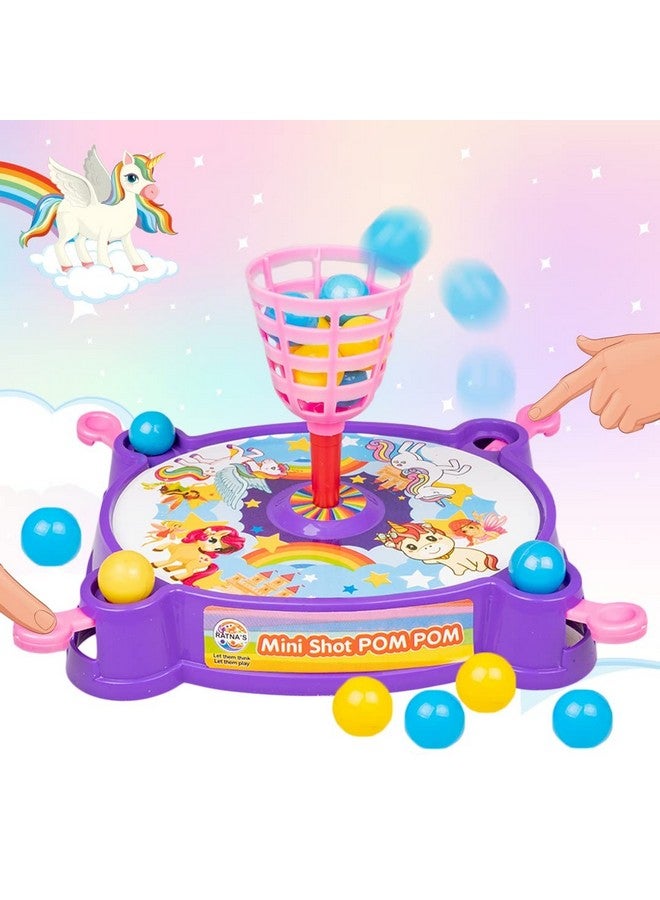 Ratna's Mini Shot Pom Pom Unicorn Printed Basket Ball Family Board Action Game to Play with Fun - Image 2