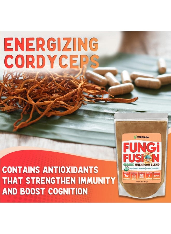 XPRS Nutra Fungi Fusion Organic Mushroom Powder Blend, Premium Blend of Lion's Mane, Reishi, Chaga, Cordyceps for Mental Clarity, Cognition, Energy and Immunity - 16 Ounce - Image 3