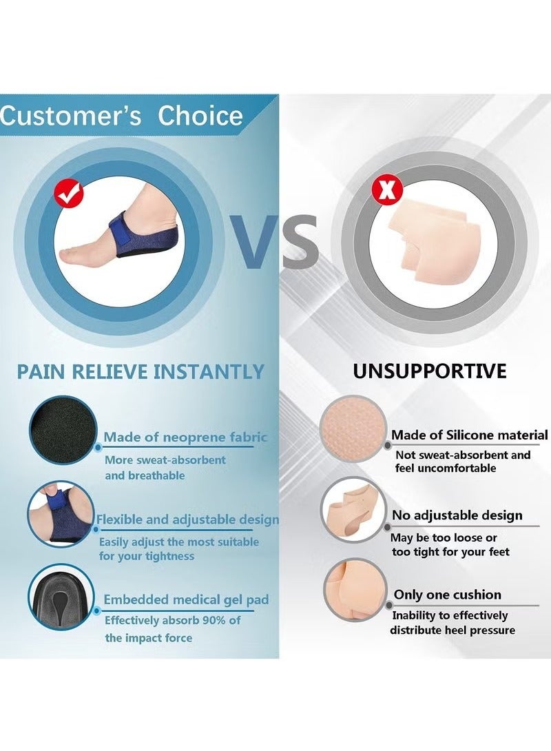 4 PCS Heel Protectors, Gel Heel Cups, Heel Cushion Support for Plantar Fasciitis, Heel Pain, Heel Pads Great for Aching Feet, Tendinitis, Bone spur, Cracked Heel Repair for Men and Women (Black/Blue) - Image 5