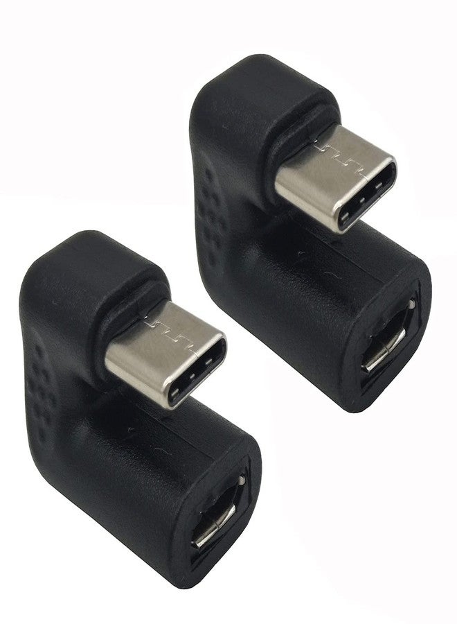 Traovien USB C U Shape Adapter, 180 Degree USB Type C Male to USB Micro Female Charging Convertor Adapter for Laptop & Tablet & Mobile Phone [only Charging](2 Pack) - Image 1