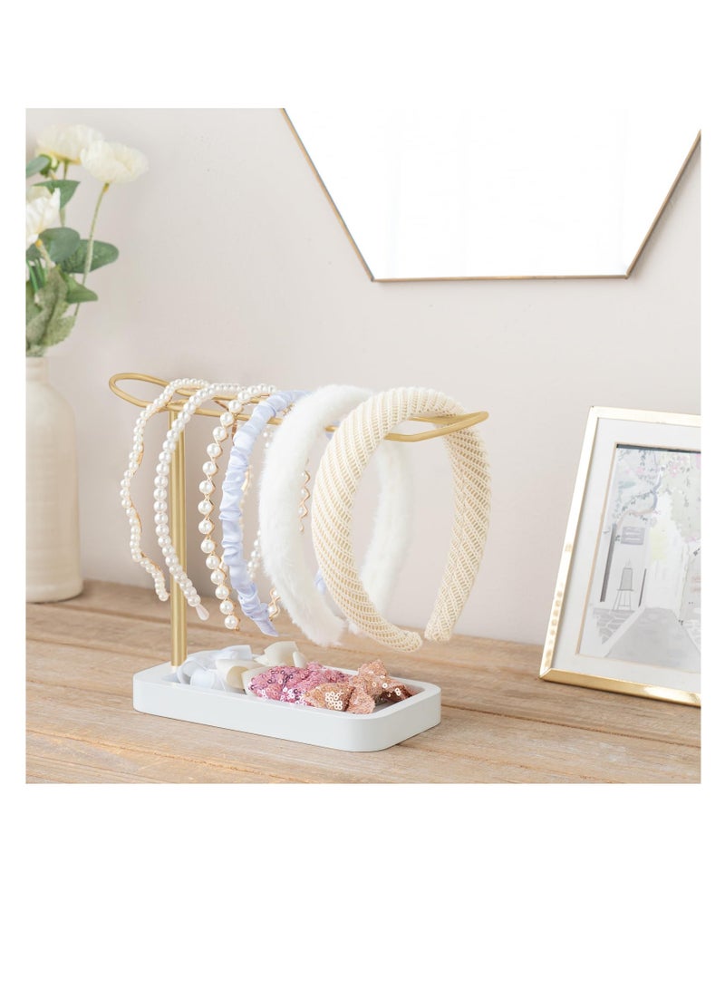 SYOSI حامل رباط الرأس من المعدن منظم لتخزين ملحقات الشعر ديكور غرفة النوم عرض لرباطات الشعر وأربطة المعصم للنساء والفتيات - Image 2