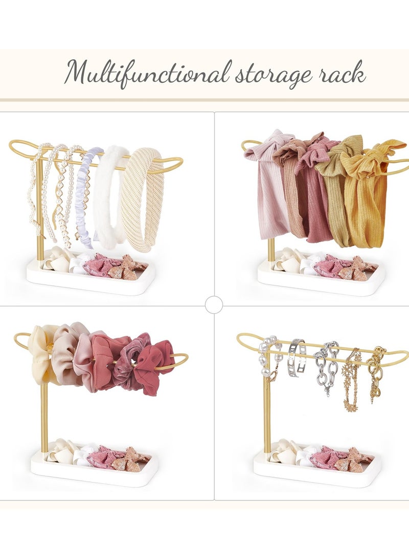 SYOSI حامل رباط الرأس من المعدن منظم لتخزين ملحقات الشعر ديكور غرفة النوم عرض لرباطات الشعر وأربطة المعصم للنساء والفتيات - Image 3
