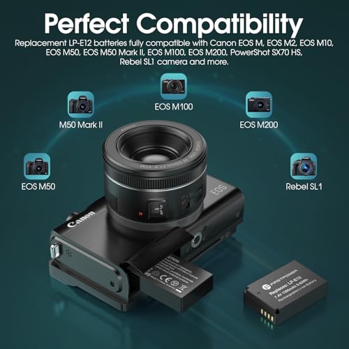 FirstPower 2 Pack LP-E12 Batteries Compatible with Canon EOS M50, EOS M50 Mark II, EOS M, EOS M2, EOS M10, EOS M100, EOS M200, SX70 HS, Rebel SL1 Mirrorless Digital Cameras - Image 2