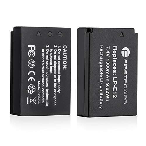 FirstPower 2 Pack LP-E12 Batteries Compatible with Canon EOS M50, EOS M50 Mark II, EOS M, EOS M2, EOS M10, EOS M100, EOS M200, SX70 HS, Rebel SL1 Mirrorless Digital Cameras - Image 1