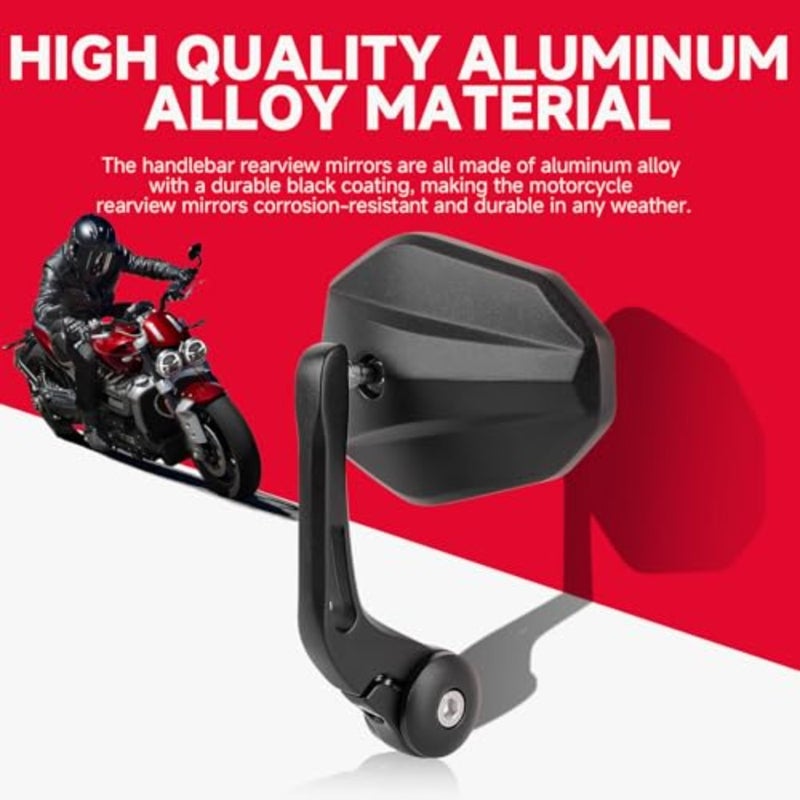 Motorcycle Bar End Mirrors, CNC Aluminum Universal Motorcycle Mirror Fit for 7/8" Handlebars, Compatible with Most Honda Grom, Yamaha, Kawasaki, Ducati, Suzuki and More - Image 3