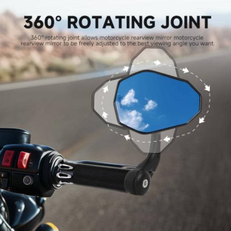 Motorcycle Bar End Mirrors, CNC Aluminum Universal Motorcycle Mirror Fit for 7/8" Handlebars, Compatible with Most Honda Grom, Yamaha, Kawasaki, Ducati, Suzuki and More - Image 4