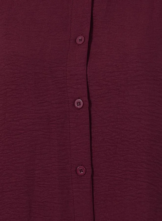 Styli Textured Oversized Shirt with Button Placket