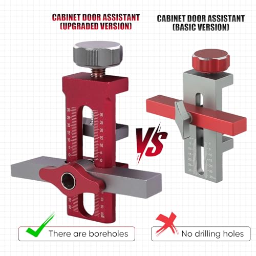 Kingson Cabinet Door Mounting Jig 2-in-1 Mounting Tool with Quick Edge Positioner,Adjustable Cabinet Door Installation Positioner,Cabinet Door Positioning Tool Jig for Most Cabinet Doors(Red) - Image 4